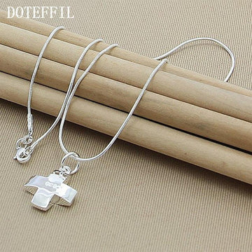 POPULAR Sterling Silver Cross Pendant Necklace with Snake Chain For Women - Religious Jewellery - The Jewellery Supermarket